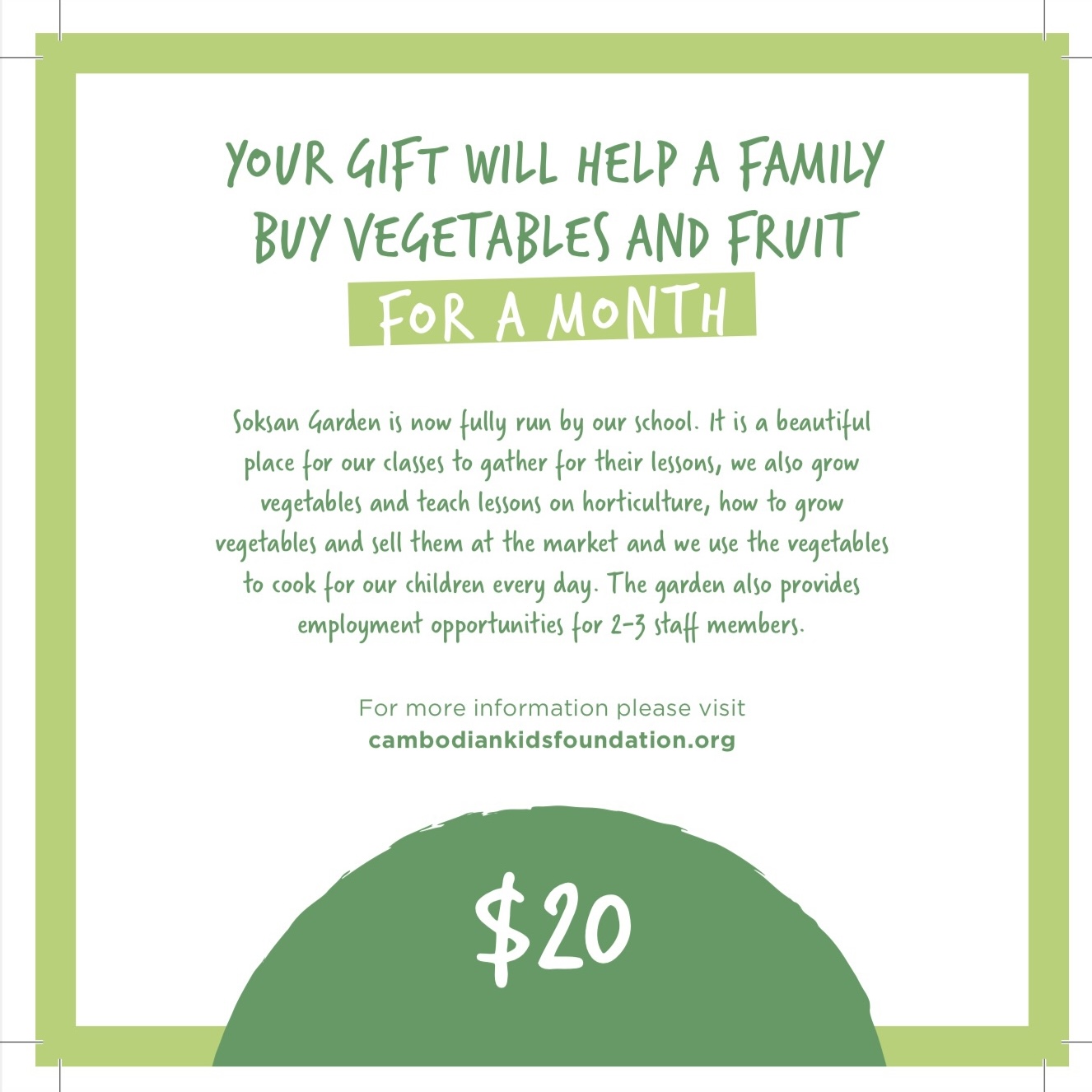 Veggie Garden Donation Card – $20