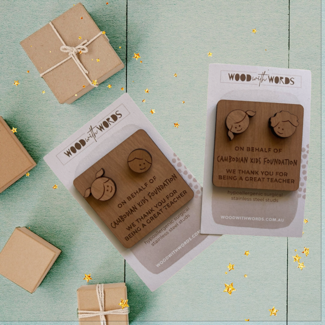Teacher’s Gift – Timber Stud Earrings